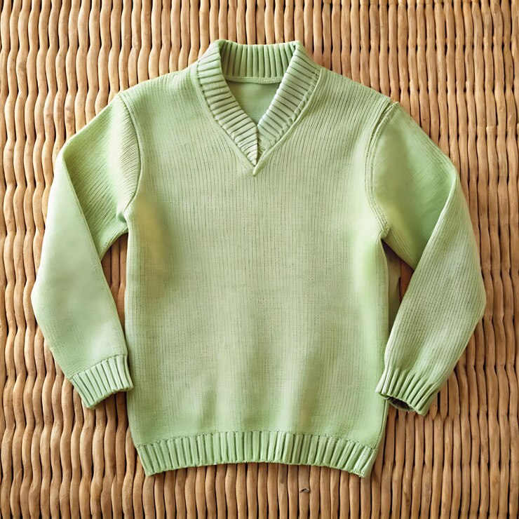 PSD un suéter verde con un cuello verde y un suéter verde en él