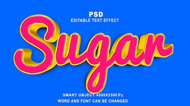 Sugar 3d psd bearbeitbare Texteffekt-Photoshop-Vorlage