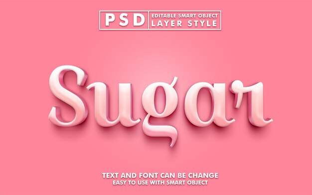 sugar 3d realistic text effect premium psd