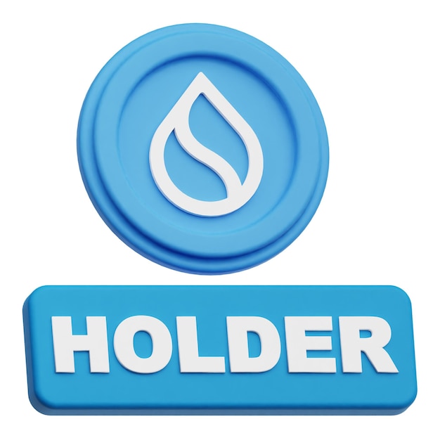 Sui token criptográfico icono 3D aislado en el fondo blanco
