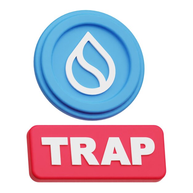 Sui token criptográfico icono 3D aislado en el fondo blanco