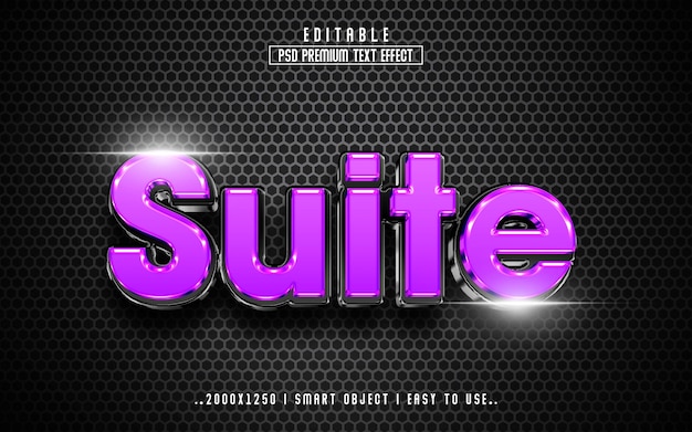 Suite 3D bearbeitbare Text-Effekt-Vorlage mit luxuriösem Hintergrund