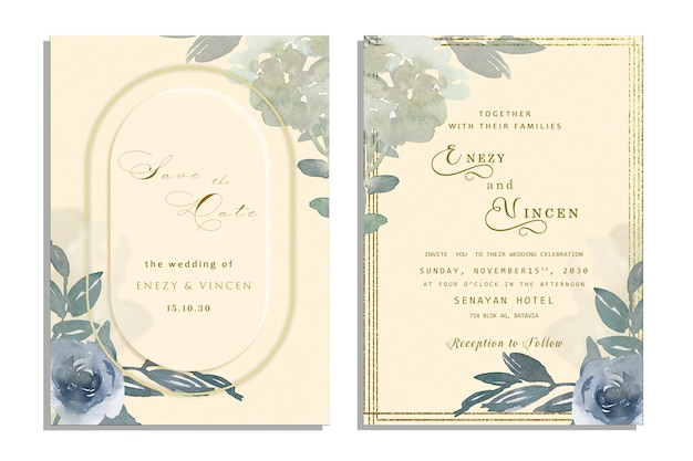 Suite De Cartes D'invitation De Mariage Avec Fleur De Marguerite Modèles Psd