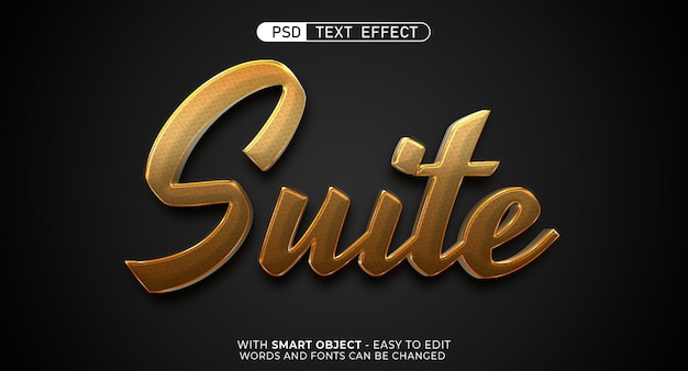 Suite de texto moderno en 3d con estilo de fuente editable