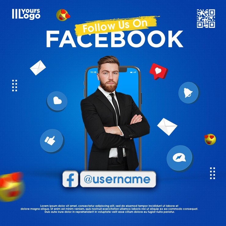 PSD suivez-nous sur la bannière carrée des médias sociaux facebook