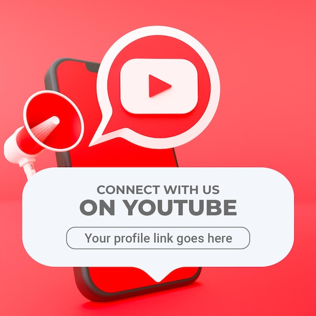 Suivez-nous sur la bannière carrée des médias sociaux youtube
