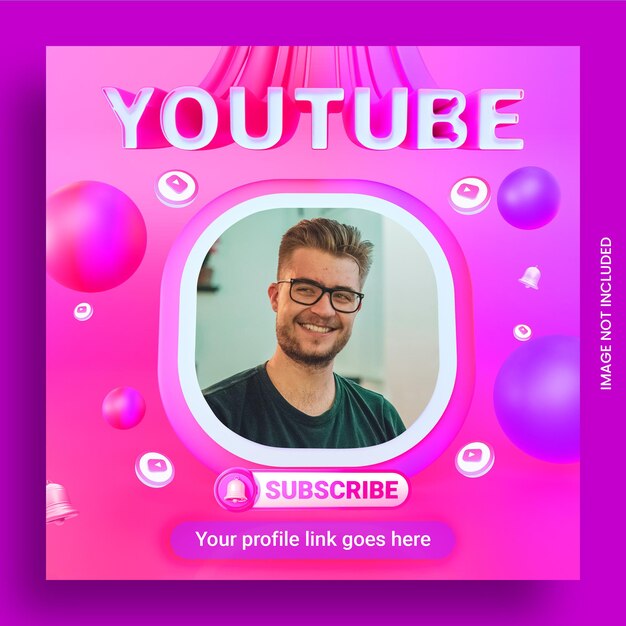 Suivez-nous sur la bannière carrée des médias sociaux youtube