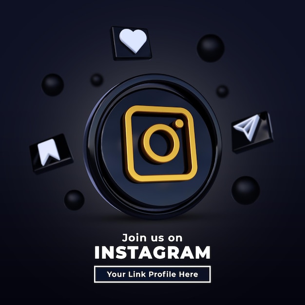 Suivez-nous Sur Instagram Bannière Carrée De Médias Sociaux Avec Logo 3d