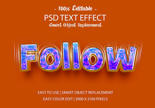 PSD suivre l'effet de style de texte 3d