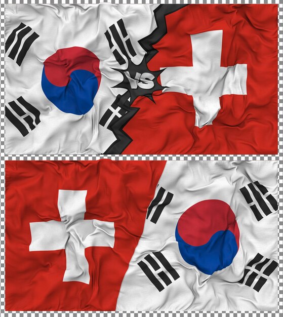 Suiza contra Corea del Sur Media bandera combinada con textura en 3D