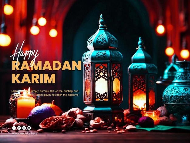 PSD le sujet principal du modèle d'arrière-plan de ramadan kareem