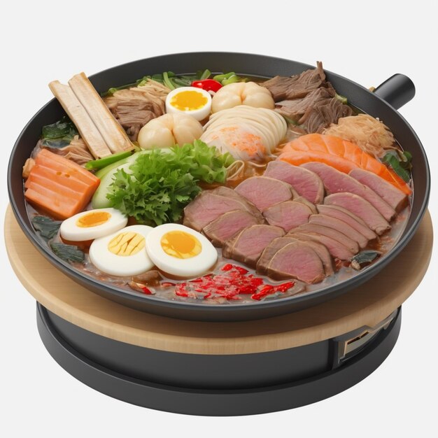 Sukiyaki psd en un fondo blanco