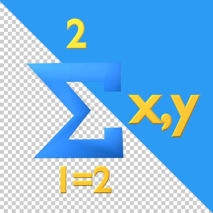 PSD summation formula icon isolated on the transparent background