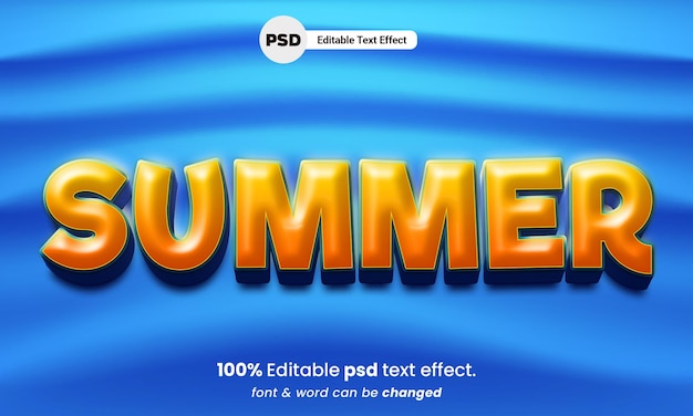 PSD summer beach 3d modifiable psd effet de texte d'été premium