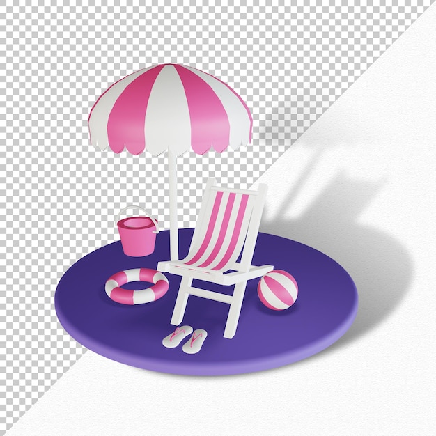 Summer Beach Design 3d Illustration Isolé