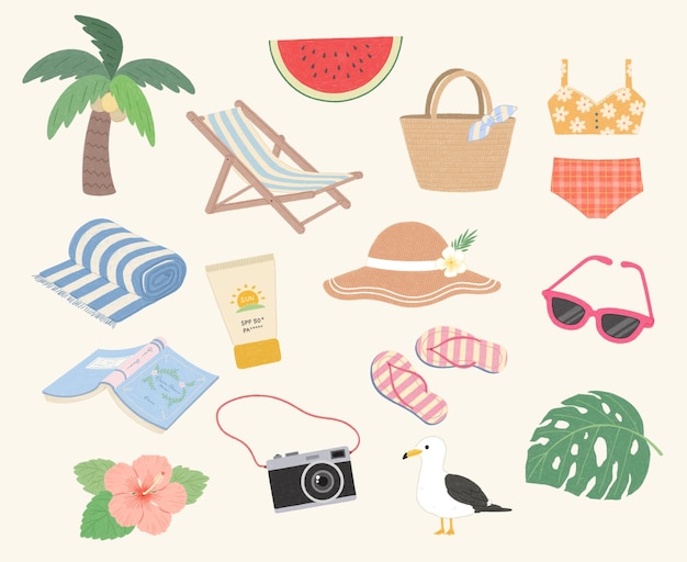 Summer Beach Essentials and Tropical Vibes