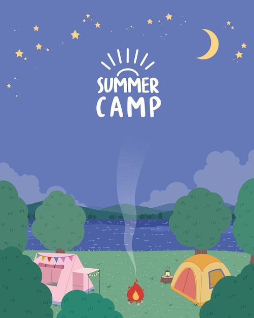 Summer Camp Nighttime Scene