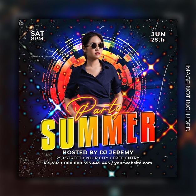 Summer Club Party Flyer Social-Media-Post-Web-Banner-Vorlage