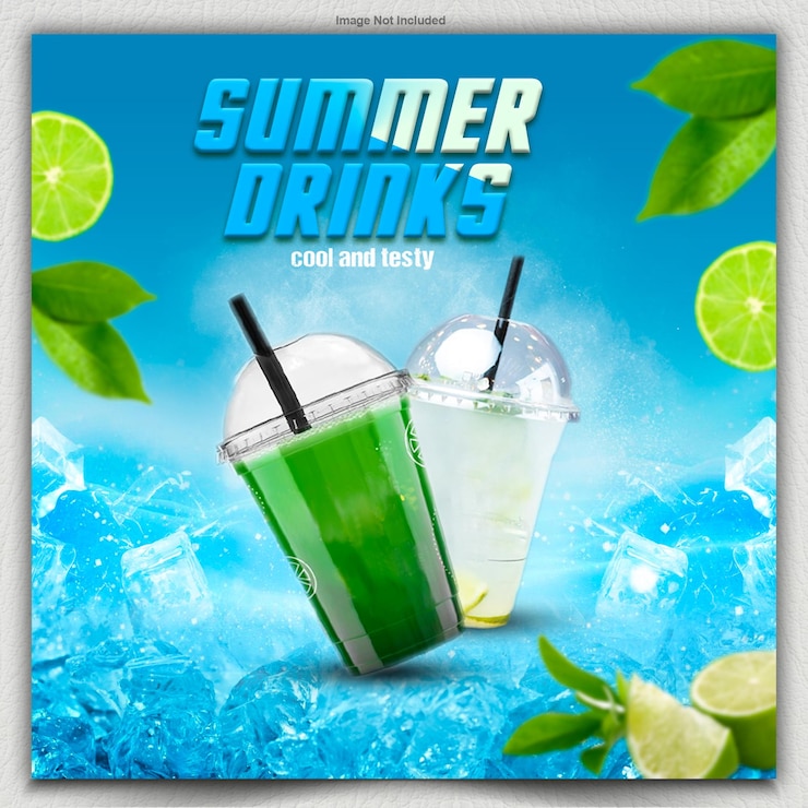 summer drinks poster design template
