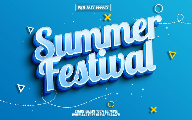 summer festival text effect font editable typography 3d text