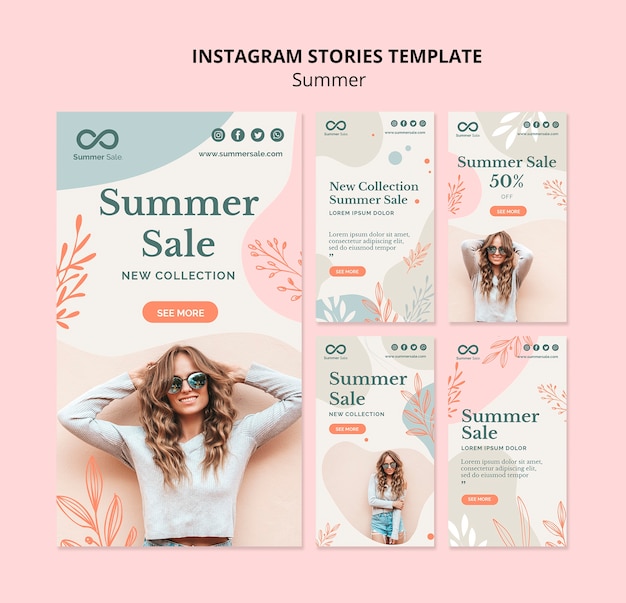 PSD summer sale instagram stories