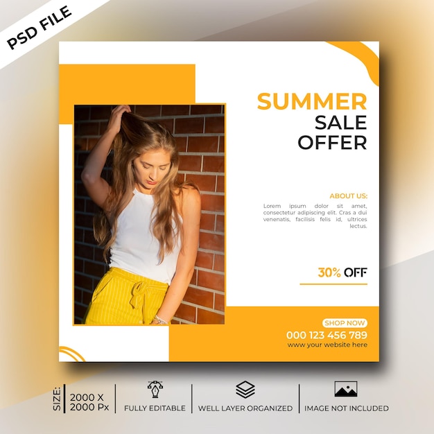 Summer sale oder black friday social media post template design