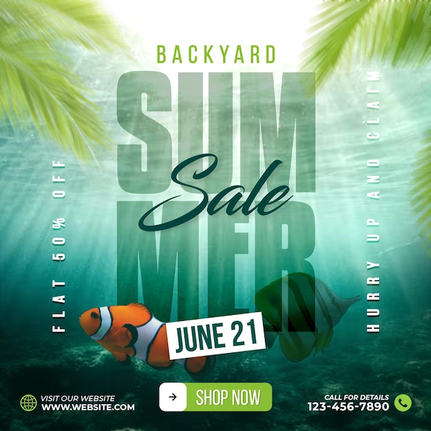 Summer sale social media post and promotional instagram banner template design