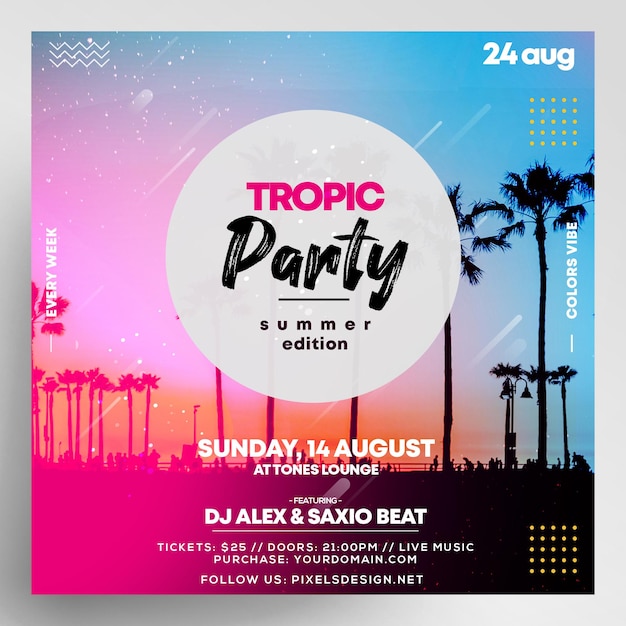 Summer tropic festival party-instagram-flyer-design