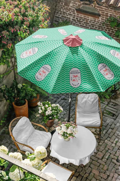 PSD summer umbrella mockup design