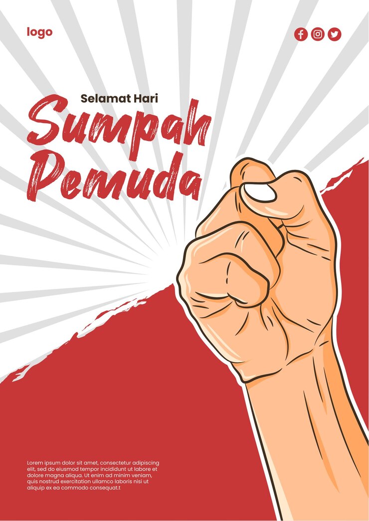 PSD sumpah pemuda poster design tempate