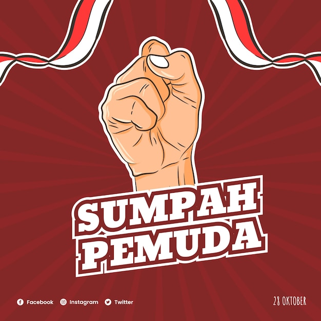 PSD sumpah pemuda poster social-media-beitrag