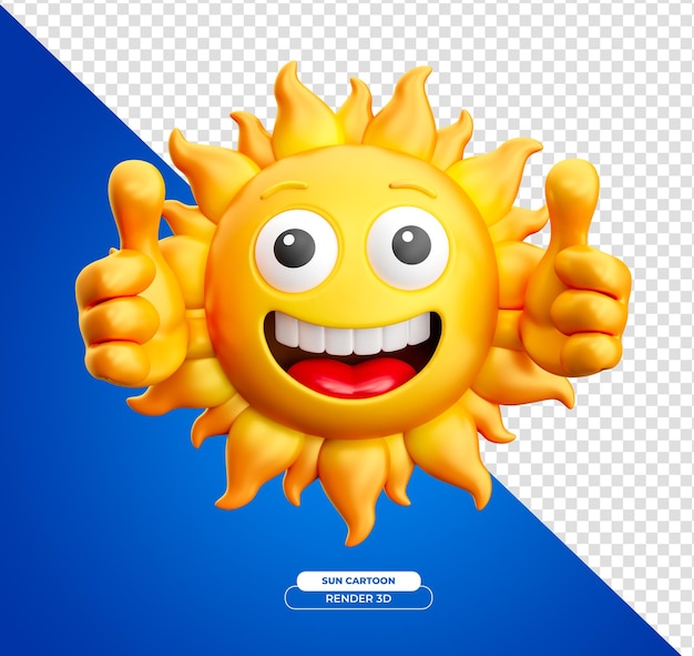 sun cartoon character smiling giving cool isolated on transparent background in 3d render