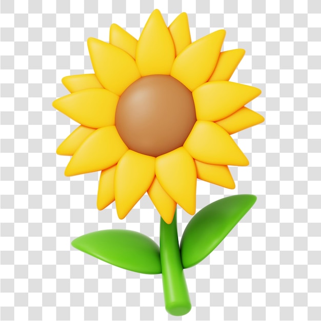 Sun Flower 3D-Icon-Rendering mit isoliertem durchsichtigem Hintergrund
