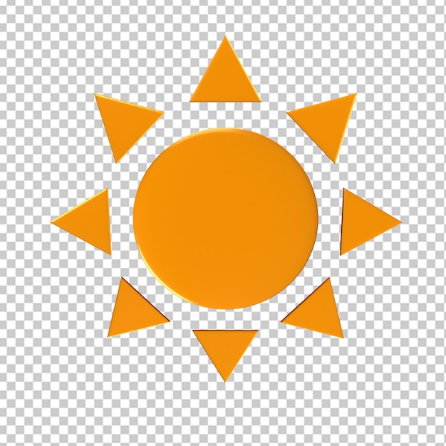 PSD sun icono plano 3d render sobre fondo aislado