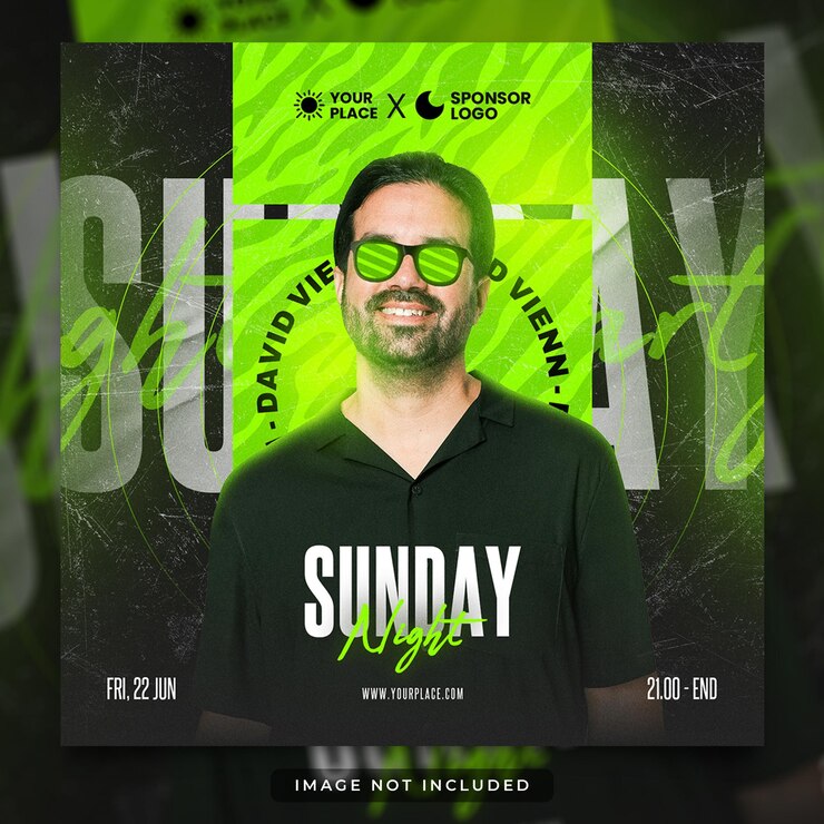 PSD sunday party club dj evento flyer modelo de postagem de mídia social.