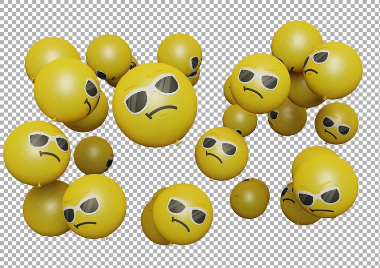 PSD sunglasses balloon emoticon or emoji perfect for sosial media, branding, advertisement promotion