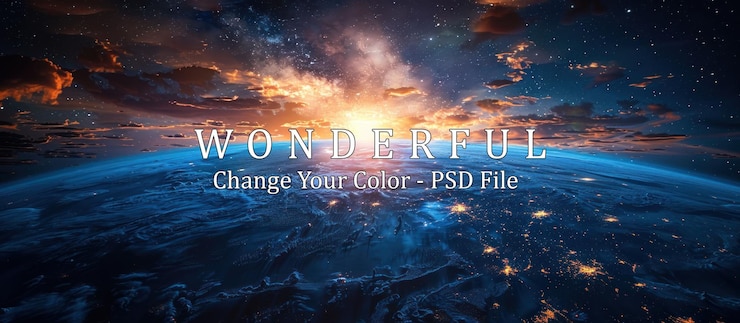 PSD sunrise over earth from space