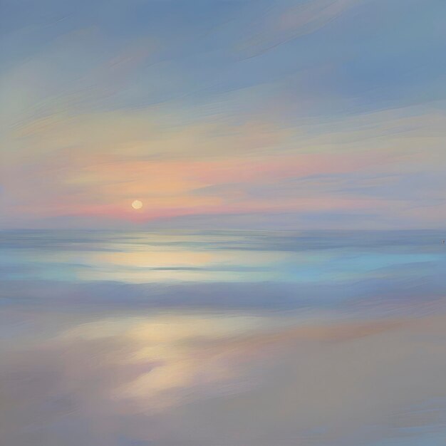 Sunset Beach Dans Un Style Impressionniste Aigenéré