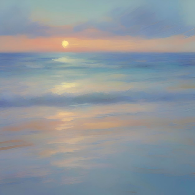 Sunset beach im impressionistischen stil aigenerated