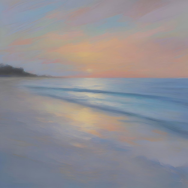 PSD sunset beach im impressionistischen stil aigenerated