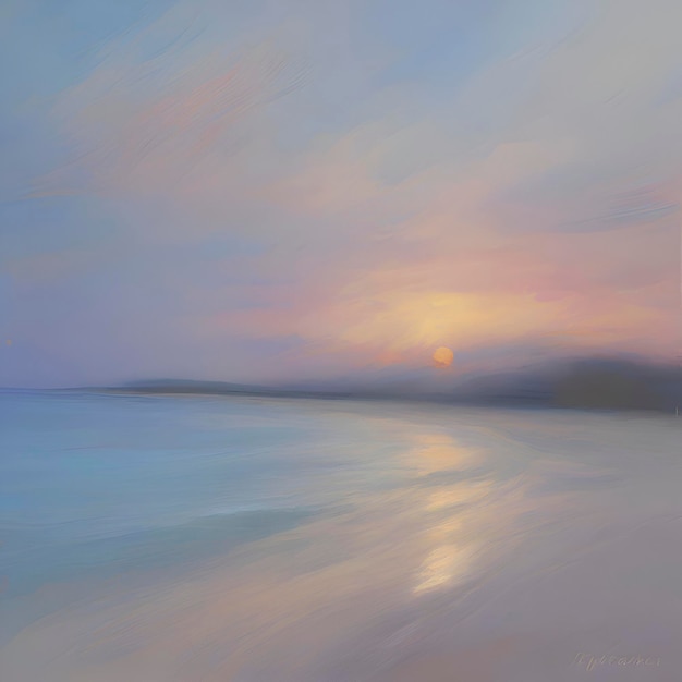 PSD sunset beach im impressionistischen stil aigenerated