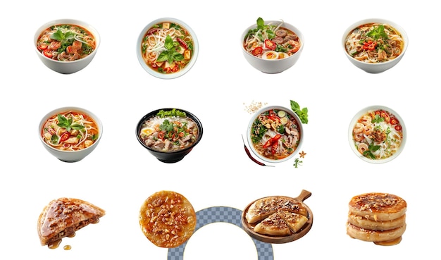 Supas de macarrão e pães planos vietnamitas