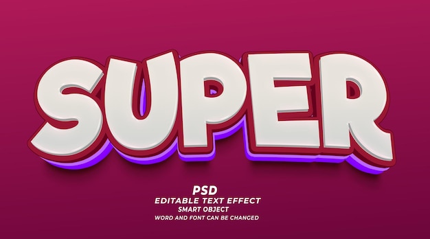Super 3d editable text PSD photoshop template