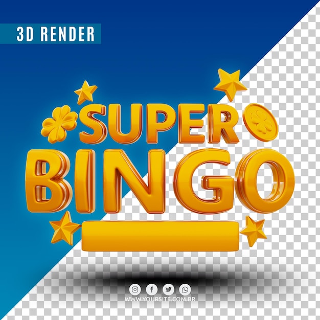 PSD súper bingo 3d logo premium psd