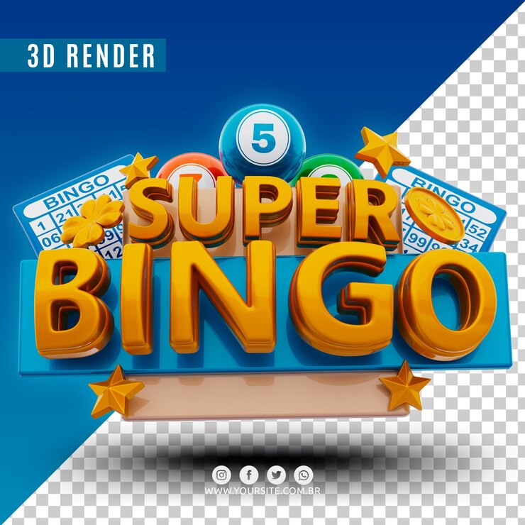 PSD súper bingo 3d logo premium psd