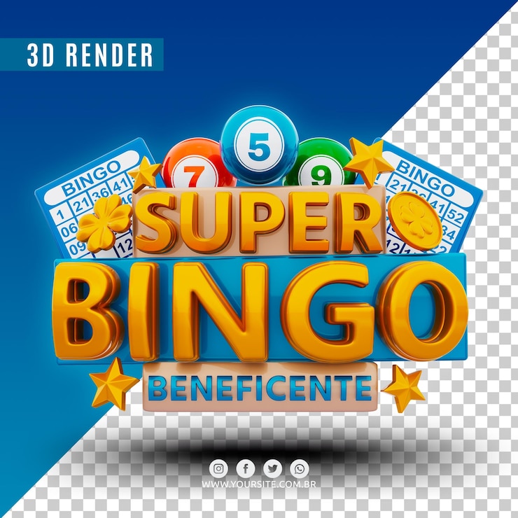 PSD super bingo logotipo 3d psd premium