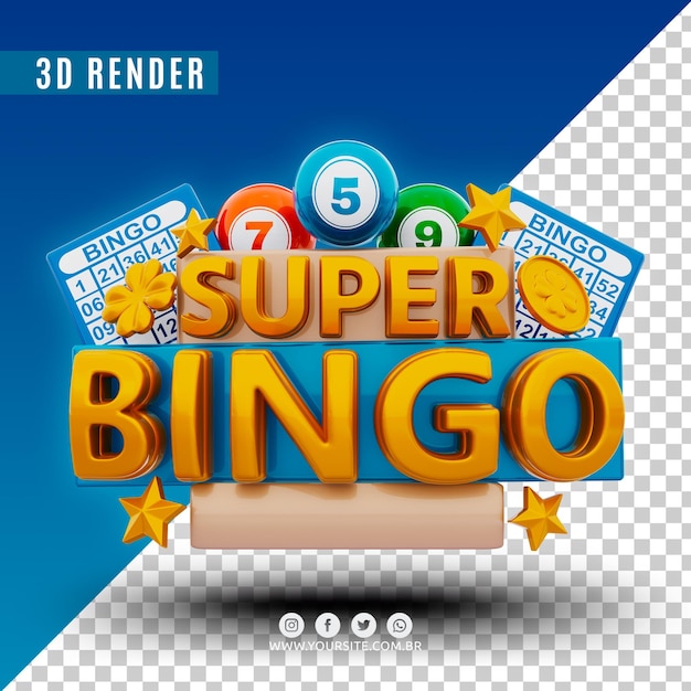 PSD super bingo logotipo 3d psd premium