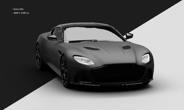 Super coche deportivo moderno negro mate realista aislado desde la vista del ángulo frontal derecho