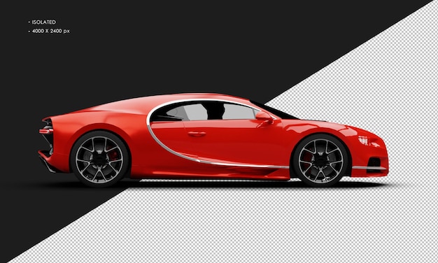 PSD super coche sedán de ciudad de lujo rojo metálico realista aislado desde la vista lateral derecha