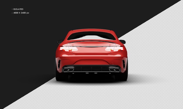 Super coche sedán de lujo de tamaño completo rojo metálico realista aislado desde la vista trasera